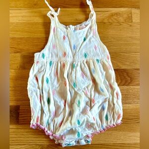 Pink Chicken Embroidered Bubble Romper - 18-24m